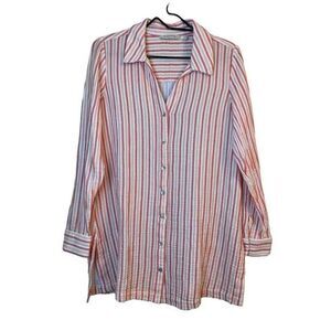 Soft Surroundings Medium Textured Orange Gauze Tunic Shirt Lagenlook Boxy